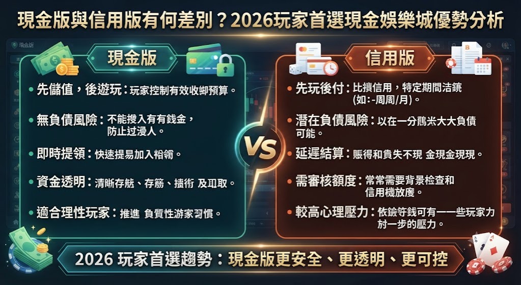 現金版與信用版有何差別？2026玩家首選現金娛樂城優勢分析