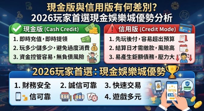 現金版與信用版有何差別？2026玩家首選現金娛樂城優勢分析